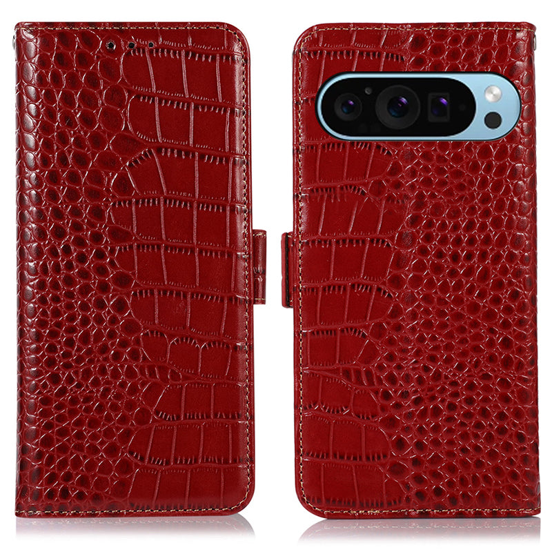 For Google Pixel 9 Magnetic Case Crocodile Texture RFID Blocking Wallet Phone Cover For Google Pixel 9 Magnetic Case Crocodile Texture RFID Blocking Wallet Phone Cover